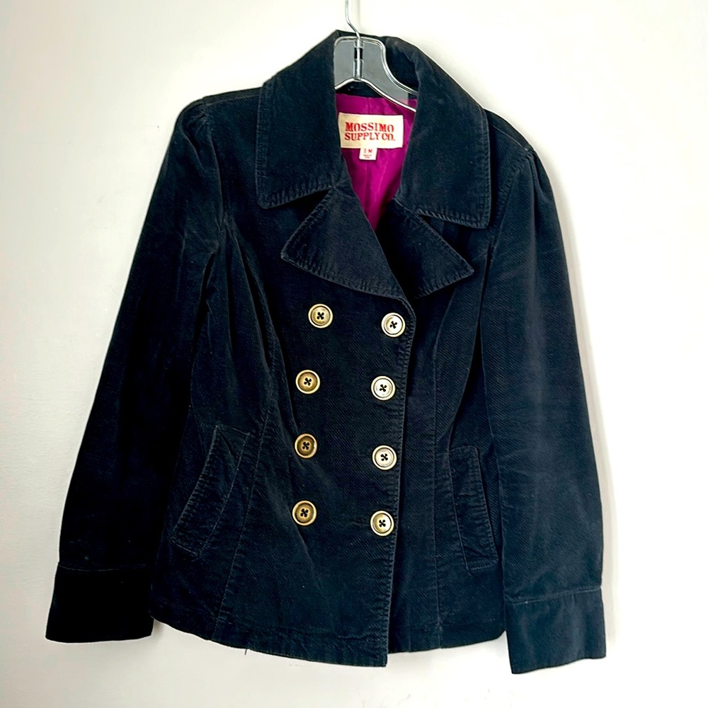 Mossimo Blazer Black Lined, Velvet Jacket double Breasted Medium